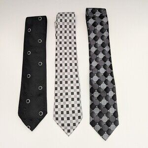 Bundle of 3 Elegant Black/Gray/White/Silver Men's Ties